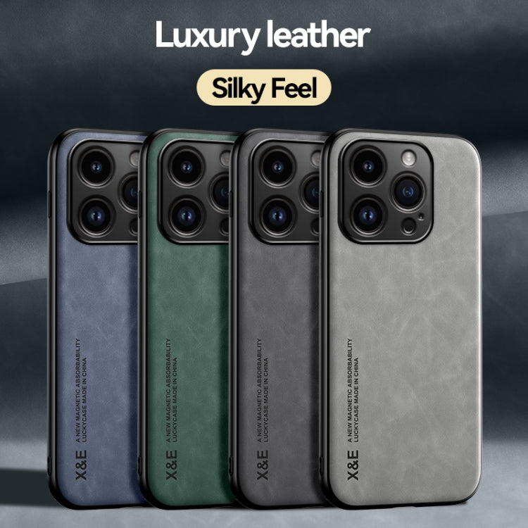 For iPhone 15 Skin Feel Magnetic Leather Back Phone Case(Blue)
