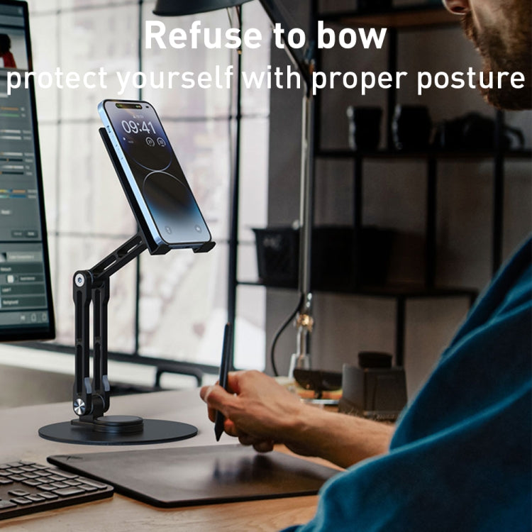 R-JUST HZ40 Mechanical Lift Tablet Desktop Stand(Black)