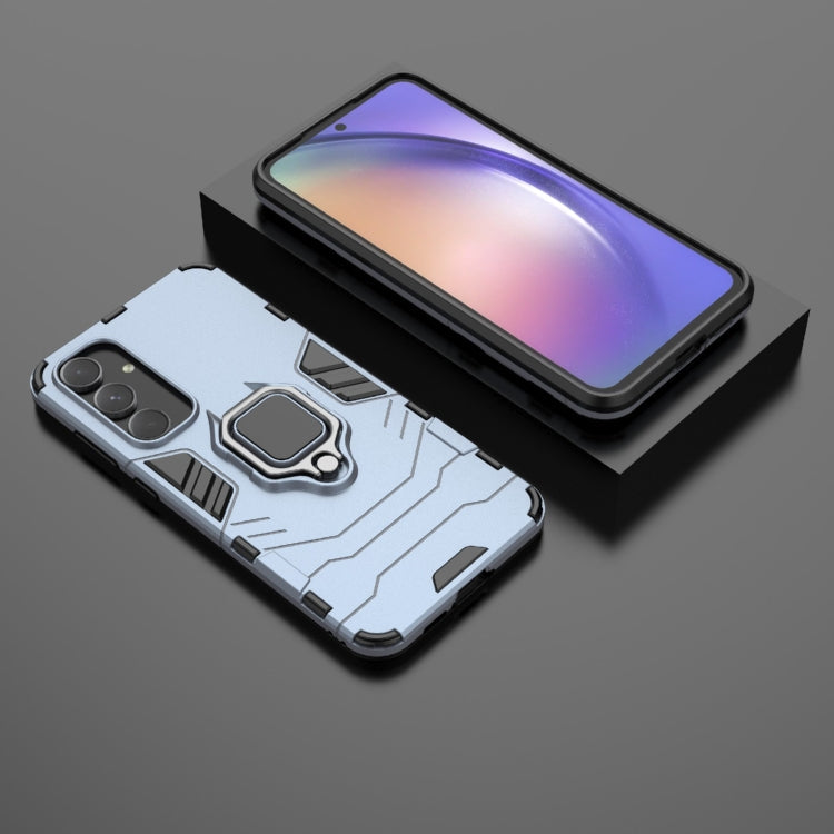 For Samsung Galaxy A55 5G PC + TPU Shockproof Protective Phone Case with Magnetic Ring Holder(Navy Blue)