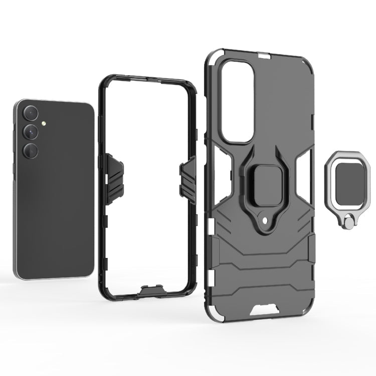 For Samsung Galaxy A55 5G PC + TPU Shockproof Protective Phone Case with Magnetic Ring Holder(Navy Blue)
