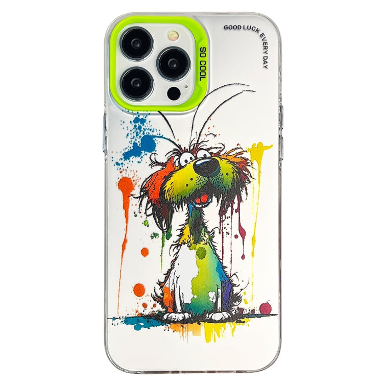 Double Layer Color Silver Series Animal Oil Painting Phone Case, For iPhone 14 Pro