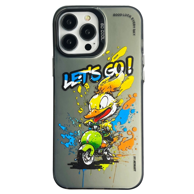 Double Layer Color Silver Series Animal Oil Painting Phone Case, For iPhone 14 Pro