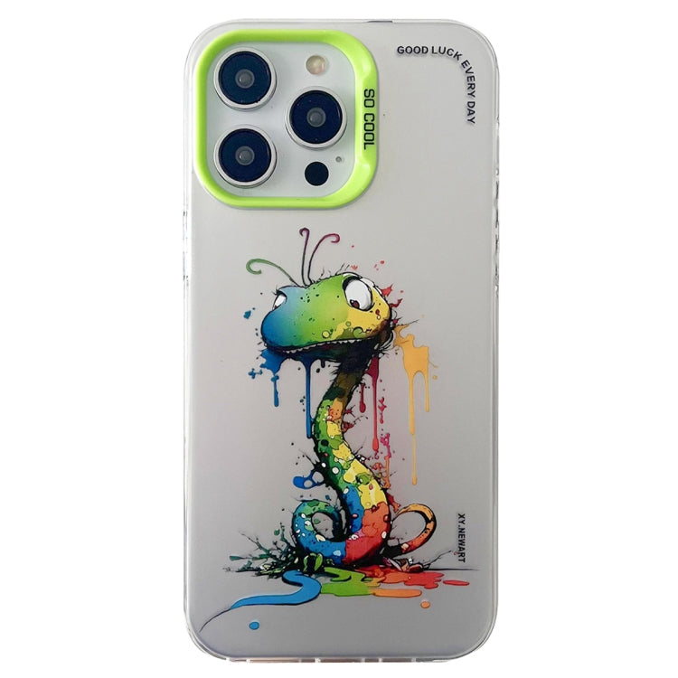 Double Layer Color Silver Series Animal Oil Painting Phone Case, For iPhone 14 Pro