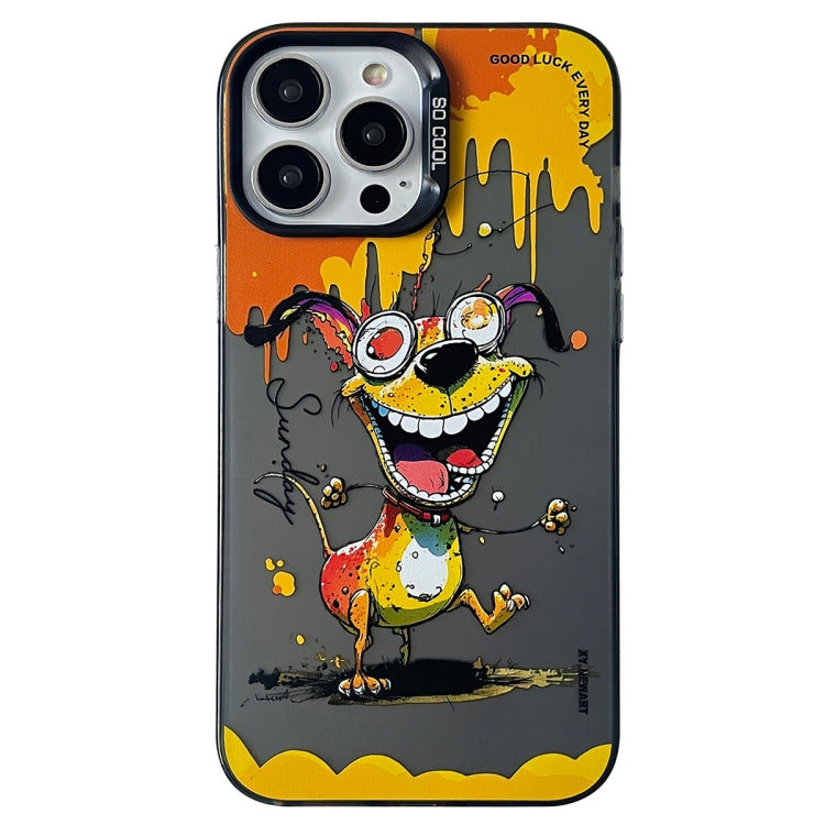 Double Layer Color Silver Series Animal Oil Painting Phone Case, For iPhone 14 Pro
