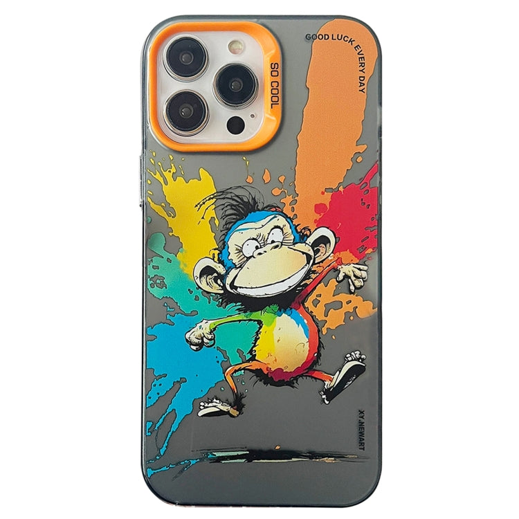 Double Layer Color Silver Series Animal Oil Painting Phone Case, For iPhone 14 Pro Max