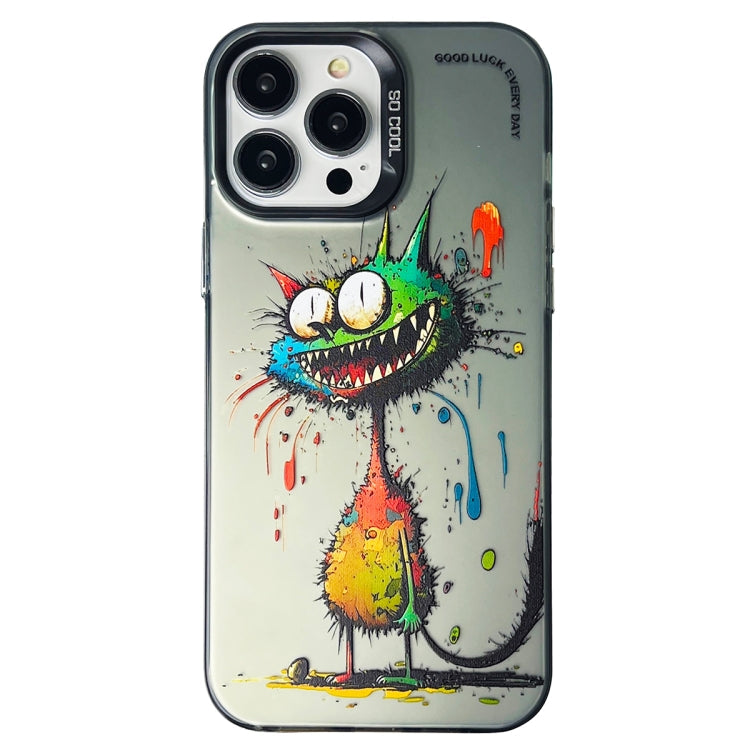 Double Layer Color Silver Series Animal Oil Painting Phone Case, For iPhone 13 Pro