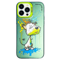 Double Layer Color Silver Series Animal Oil Painting Phone Case, For iPhone 15 Pro Max