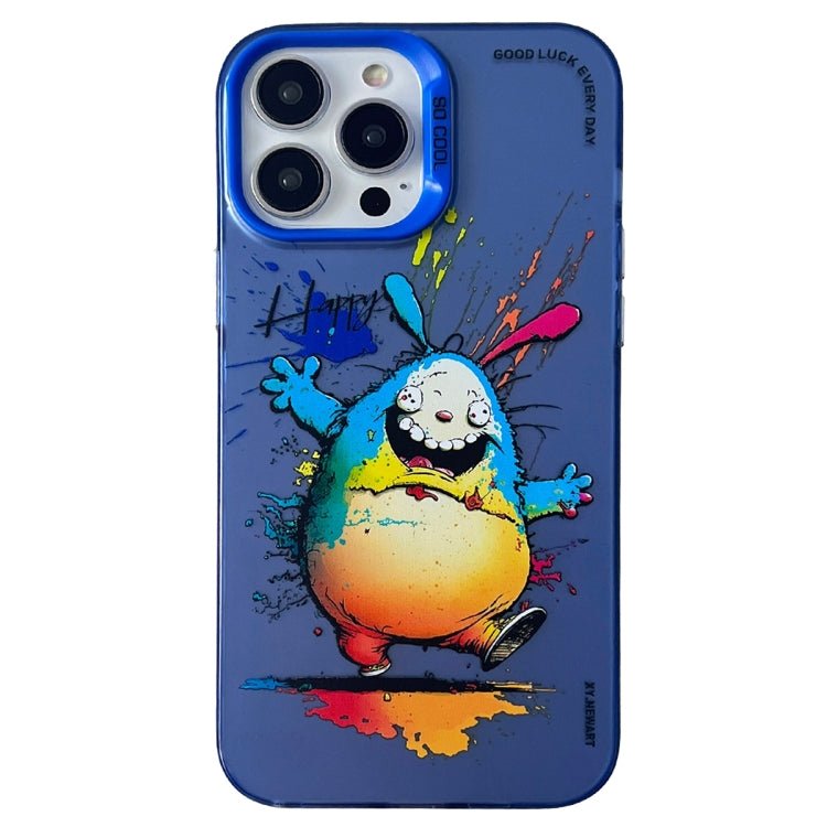 Double Layer Color Silver Series Animal Oil Painting Phone Case, For iPhone 15 Pro Max