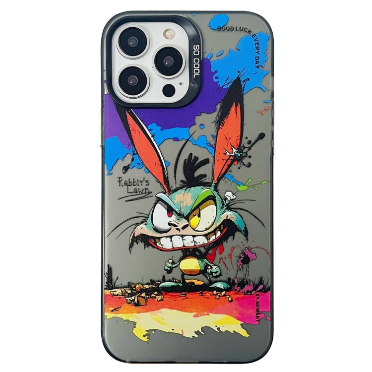Double Layer Color Silver Series Animal Oil Painting Phone Case, For iPhone 15 Pro