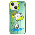 Double Layer Color Silver Series Animal Oil Painting Phone Case, For iPhone 15 Plus