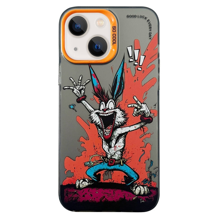 Double Layer Color Silver Series Animal Oil Painting Phone Case, For iPhone 15 Plus