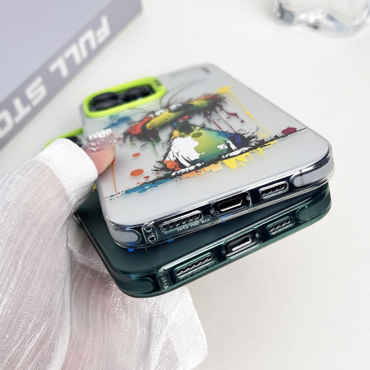 Double Layer Color Silver Series Animal Oil Painting Phone Case, For iPhone 14 Pro