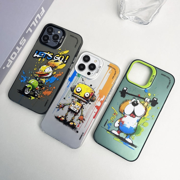 Double Layer Color Silver Series Animal Oil Painting Phone Case, For iPhone 12