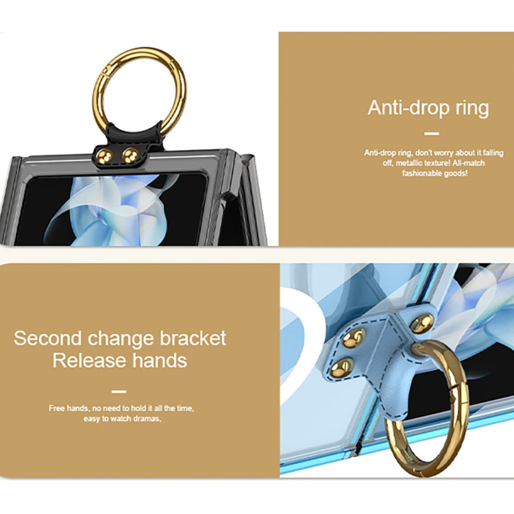 For Samsung Galaxy Z Flip5 GKK MagSafe Airbag Hinge Shockproof Phone Case with Ring Holder(Transparent)