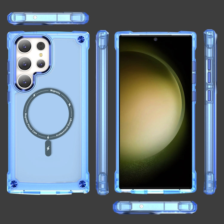 For Samsung Galaxy S22 Ultra 5G Skin Feel TPU  PC MagSafe Magnetic Phone Case(Transparent Blue)