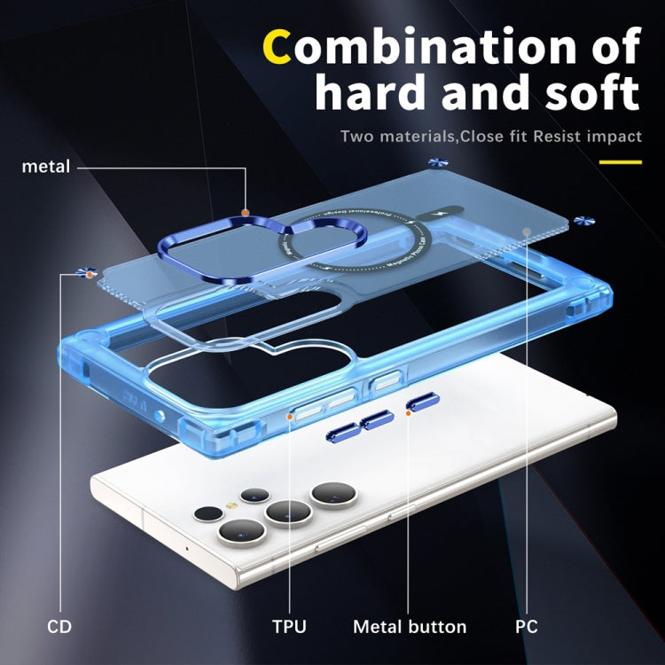 For Samsung Galaxy S22 Ultra 5G Skin Feel TPU  PC MagSafe Magnetic Phone Case(Transparent Blue)