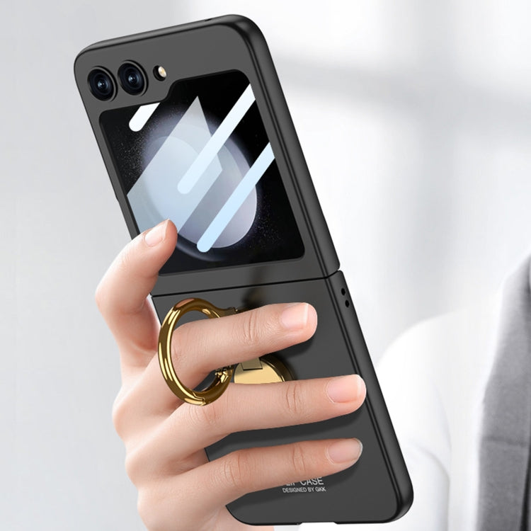 For Samsung Galaxy Z Flip5 GKK Ultra-thin Triaxial Ring Holder PC Phone Case(Silver)