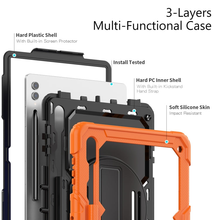 Lucky Wheel Grip Silicone Hybrid PC Tablet Case with Shoulder Strap, For Samsung Galaxy Tab S9 Ultra / S10 Ultra, For Samsung Galaxy Tab S10+ / S9+ / S9 FE+