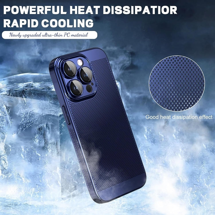 For iPhone 15 Plus Fine Mesh Cooling Phone Case(Gold)