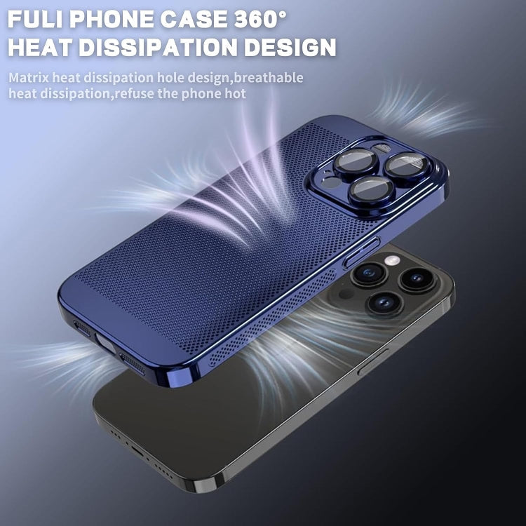 For iPhone 15 Plus Fine Mesh Cooling Phone Case(Gold)