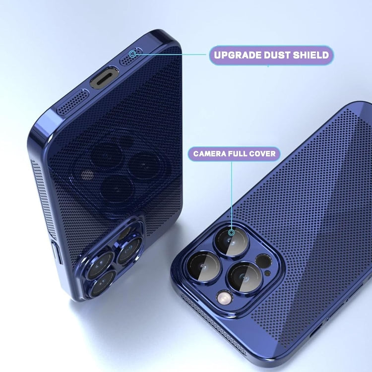 For iPhone 14 Fine Mesh Cooling Phone Case(Gold)