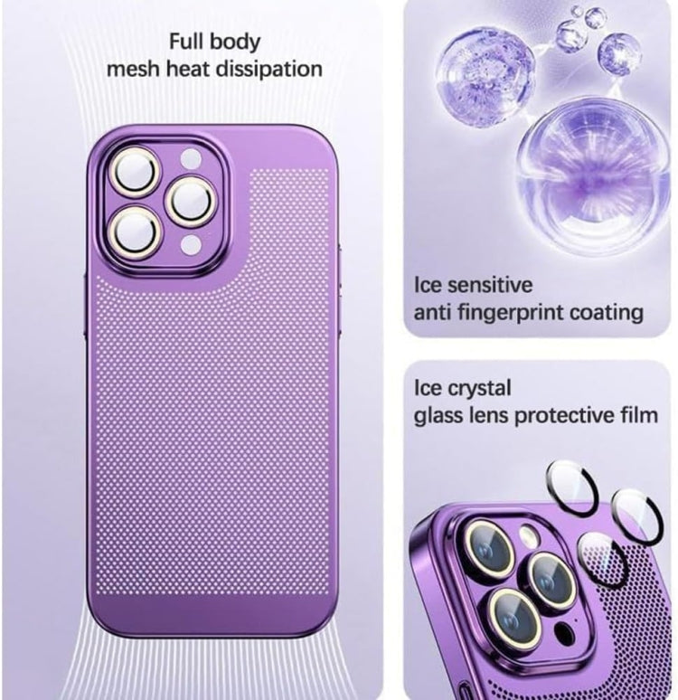 For iPhone 15 Plus Fine Mesh Cooling Phone Case(Blue)