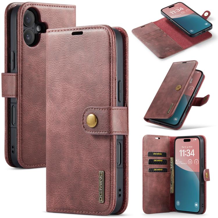 DG.MING Crazy Horse Texture Detachable Magnetic Leather Phone Case, For iPhone 17e / 16e, For iPhone 17 Pro Max, For iPhone 17 Pro, For iPhone 17