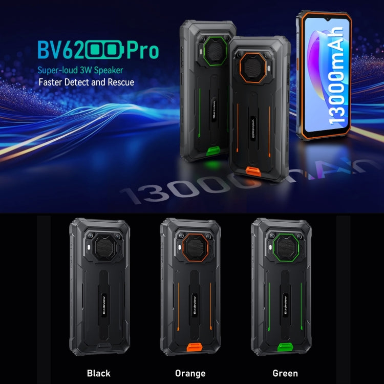 Blackview BV6200 Pro, 6GB+128GB, IP68/IP69K/MIL-STD-810H, 6.56 inch Android 13 MediaTek Helio P35 Octa Core, Network: 4G, OTG, NFC(Green)