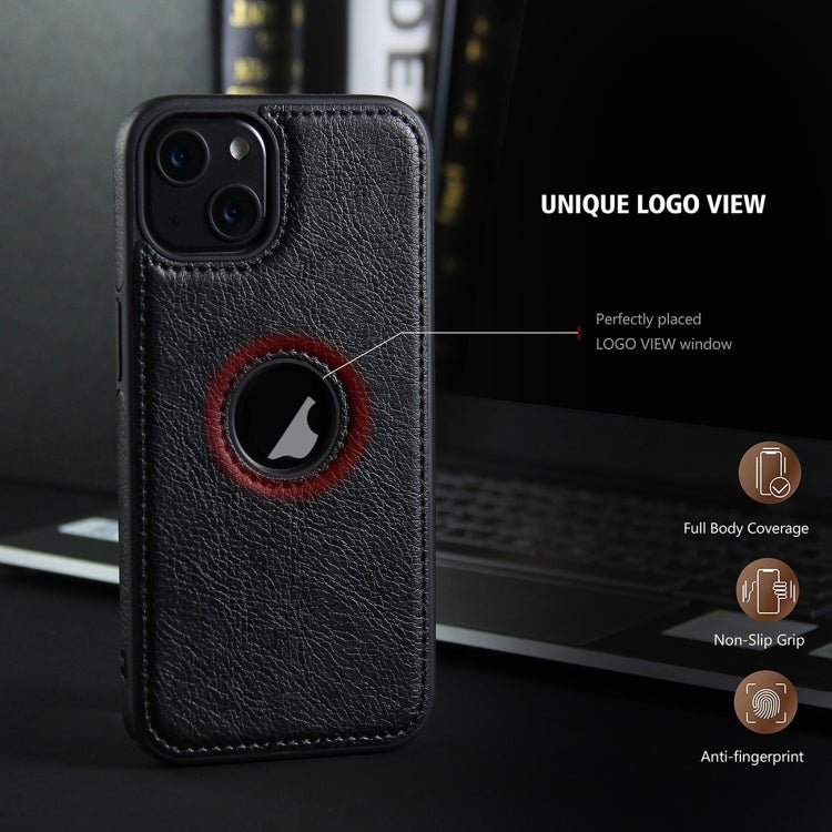 For iPhone 15 Pro Max Leather Texture Stitching Phone Case(Black)