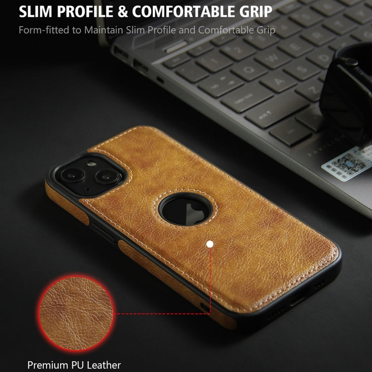For iPhone 15 Plus Leather Texture Stitching Phone Case(Brown)