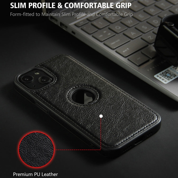 For iPhone 15 Leather Texture Stitching Phone Case(Black)