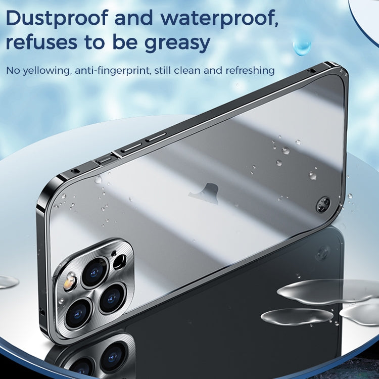 For iPhone 15 Pro Max Metal Frame Frosted PC Shockproof Phone Case(Ocean Blue)