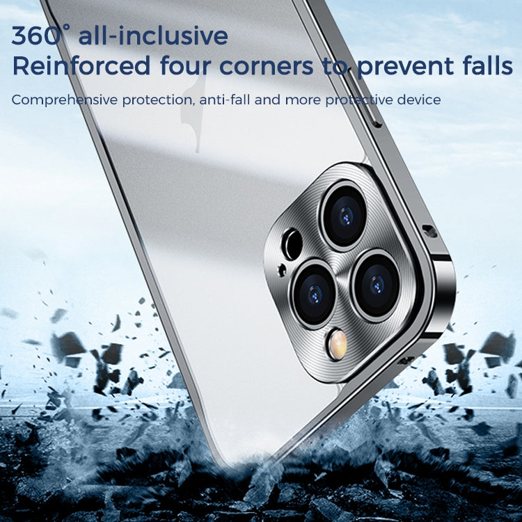 For iPhone 15 Pro Max Metal Frame Frosted PC Shockproof Phone Case(Silver)