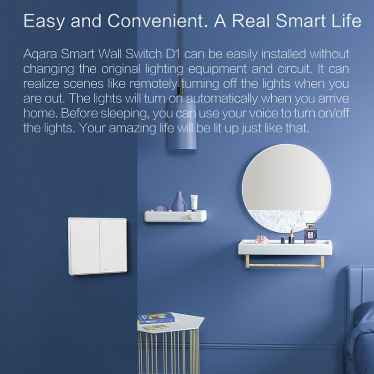 Original Xiaomi Aqara Smart Wall Switch D1,, Zero FireWire Three Button Version