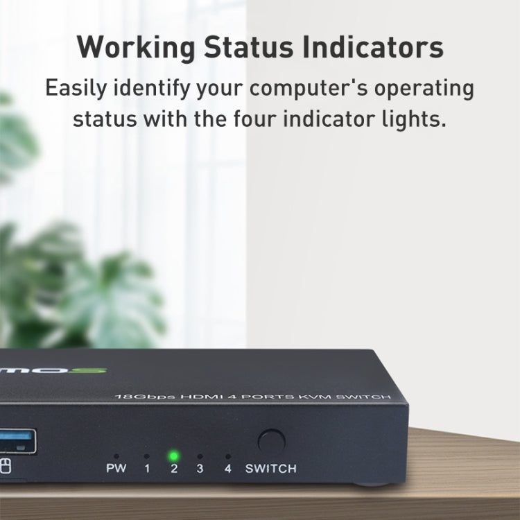 AIMOS AM-KVM401 4K 60Hz HDMI 4 In 1 Out KVM Switch, AM-KVM401