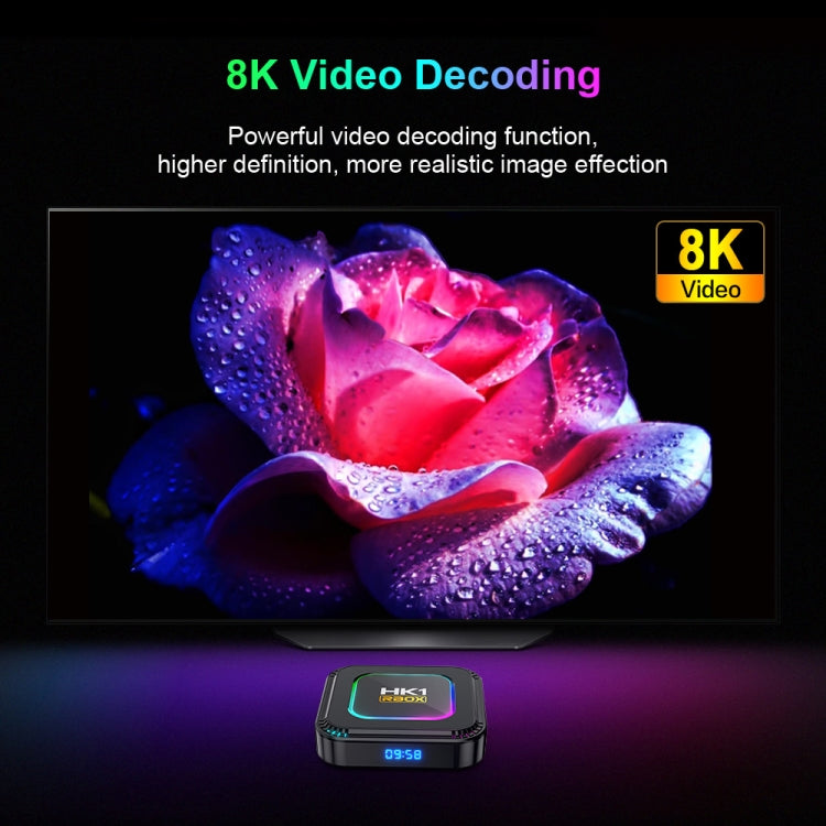 HK1 RBOX K8 8K Android 13.0 Smart TV Box with Remote Control, RK3528 Quad-Core, 2GB+16GB, 4GB+32GB, 4GB+64GB, 4GB+128GB