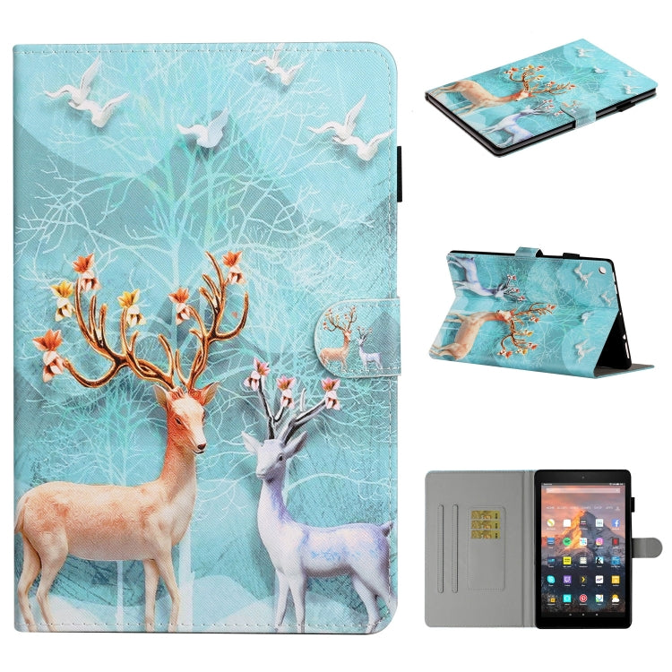 Colored Drawing Pattern Horizontal Flip PU Leather Case with Holder & Card Slot & Sleep / Wake-up Function, For Amazon Kindle Fire HD 8 (2016/2017/2018), For Amazon Kindle Fire HD 8 (2020), For Amazon Kindle Fire HD 10 (2015 / 2017)