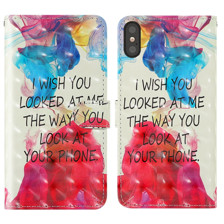 3D Painting Colored Drawing Pattern Horizontal Flip TPU + PU Leather Case with Holder & Card Slots & Wallet & Lanyard, For iPhone XS Max