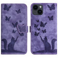 Butterfly Cat Embossing Flip Leather Phone Case, For iPhone 14 Plus, For iPhone 14, For iPhone 14 Pro, For iPhone 14 Pro Max