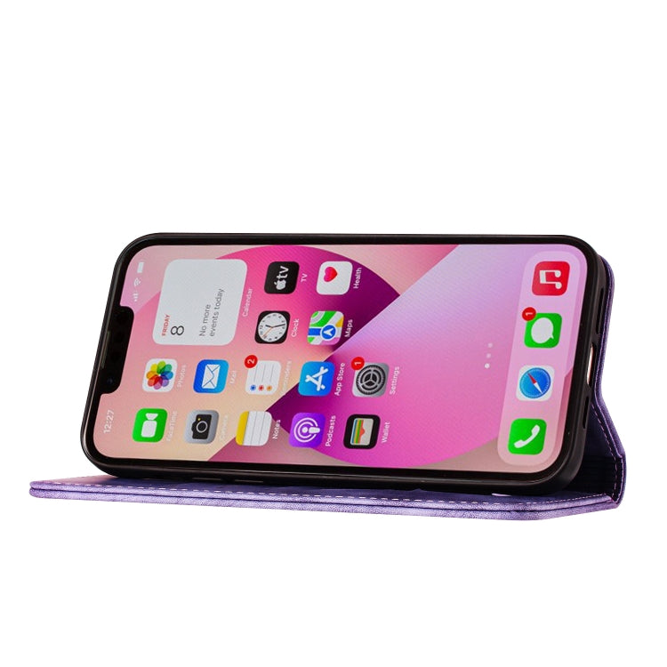 Butterfly Cat Embossing Flip Leather Phone Case, For iPhone 13 mini, For iPhone 12 / 12 Pro, For iPhone 12 Pro Max, For iPhone 12 mini