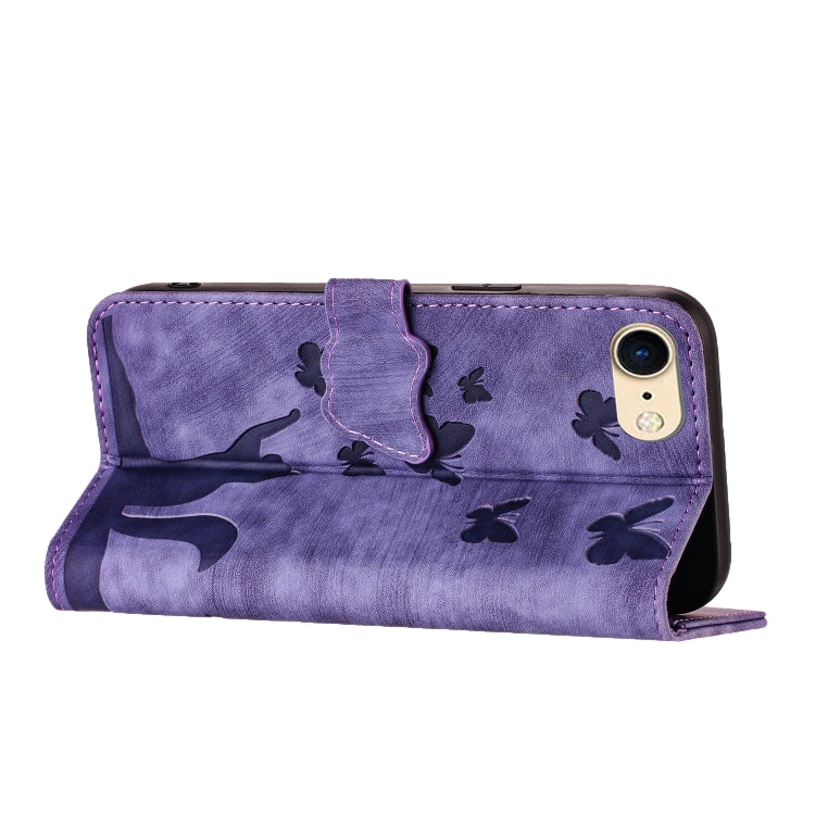 Butterfly Cat Embossing Flip Leather Phone Case, For iPhone SE 2022 / 2020 / 8 / 7, For iPhone 13 Pro Max, For iPhone 13 Pro, For iPhone 13