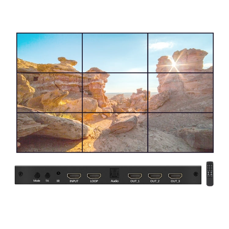 NK-330 3x3 4K 9 Screen HDMI DVI TV Video Wall Controller Splitter Multi Video Screen Processor Splicer, US Plug, AU Plug, EU Plug, UK Plug