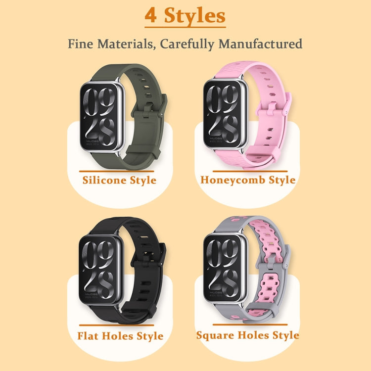 Mijobs Flat Hole Breathable Silicone Watch Band, For Redmi Watch 6 / 5 / Xiaomi Band 9 Pro