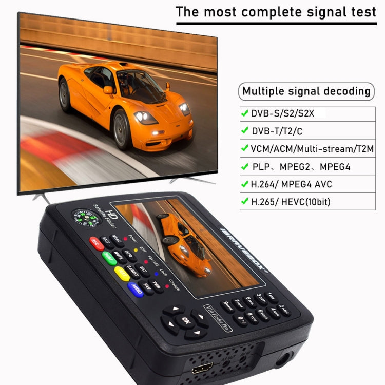 iBRAVEBOX V10 Finder Pro 4.3 inch Display Digital Satellite Meter Signal Finder, Support DVB-S/S2/S2X/T/T2/C, EU Plug, US Plug, UK Plug, AU Plug
