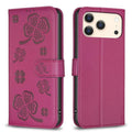 Four-leaf Embossed Leather Phone Case, For iPhone 17 Pro Max, For iPhone 17 Pro, For iPhone 17, For iPhone Air
