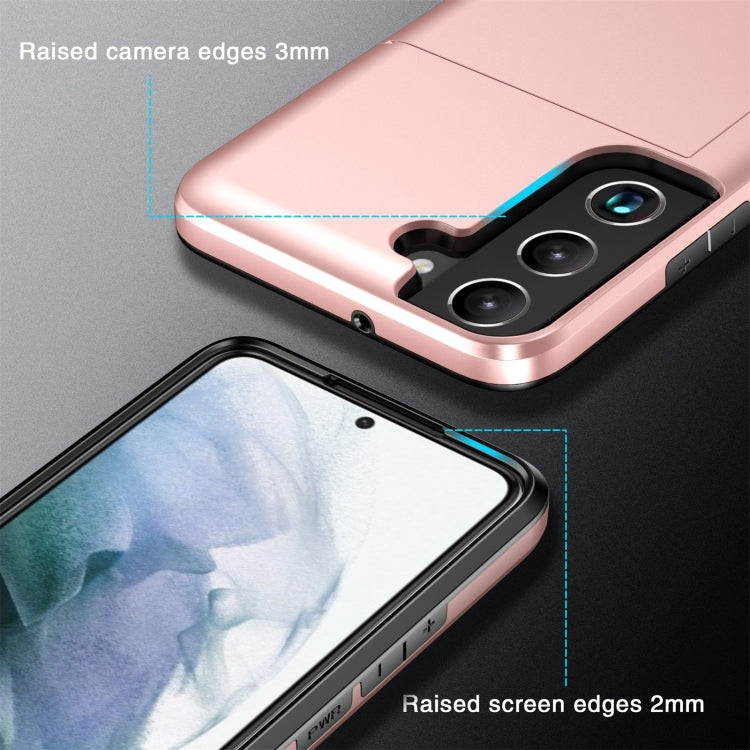 For Samsung Galaxy S24 5G Shockproof Armor Phone Case with Card Slot(Rose Red)