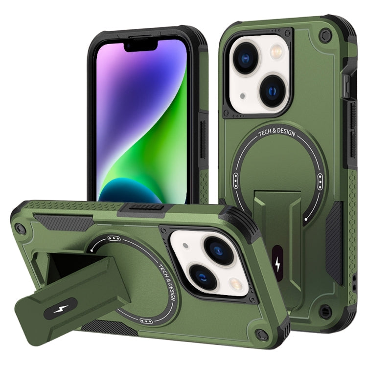 Armor Magsafe Holder PC Hybrid TPU Phone Case, For iPhone 15, For iPhone 14 Plus, For iPhone 14, For iPhone 14 Pro