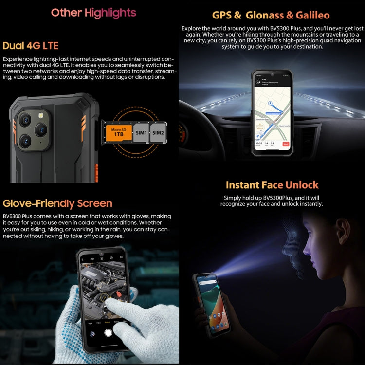 Blackview BV5300 Plus, 8GB+128GB, IP68/IP69K/MIL-STD-810H, 6.1 inch Android 13 MediaTek Helio G72 Octa Core, Network: 4G, OTG(Orange)