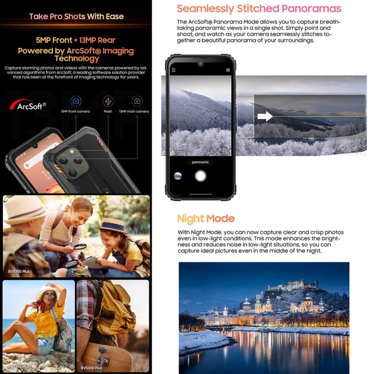 Blackview BV5300 Plus, 8GB+128GB, IP68/IP69K/MIL-STD-810H, 6.1 inch Android 13 MediaTek Helio G72 Octa Core, Network: 4G, OTG(Orange)