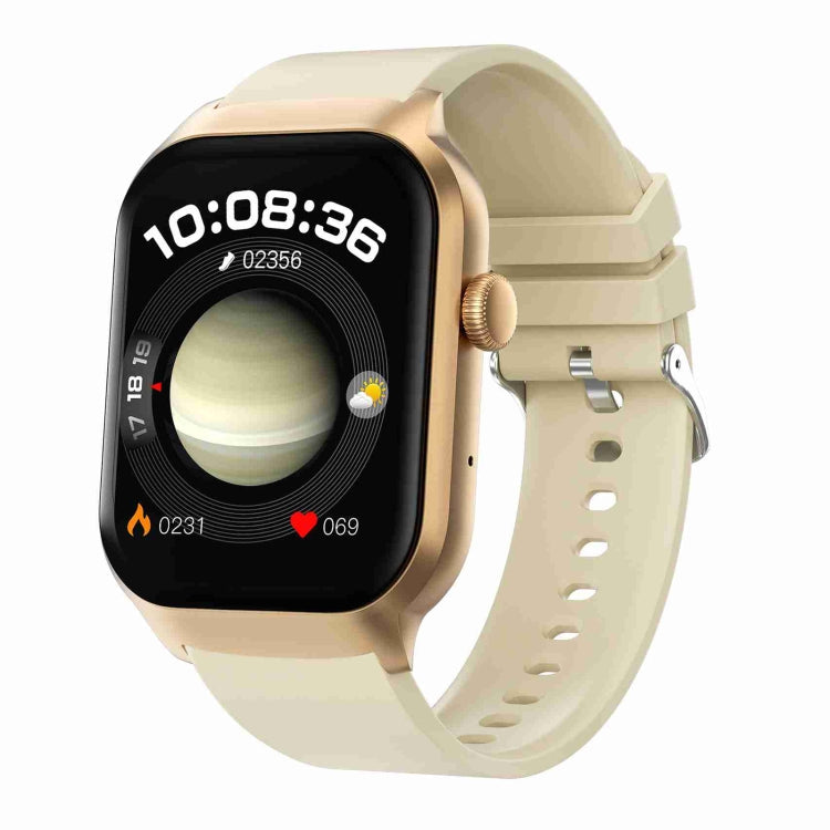 2.01 inch Silicone Strap Bluetooth Call Smart Watch Support Heart Rate Monitoring / Non-invasive Blood Sugar, Silicone Strap Black, Silicone Strap Light Yellow